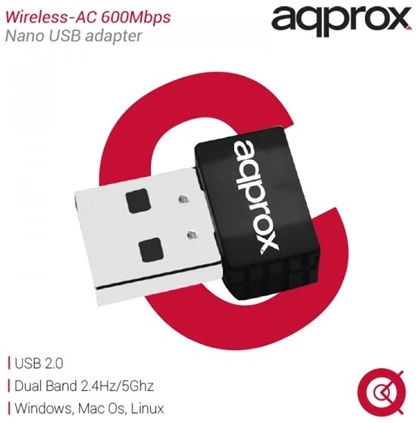 APPROX Hálózati Adapter - USB, nano, Dual-Band, 600 Mbps Wireless N (802.11b/g/n/ac) 1 APPROX Hálózati Adapter - USB, nano, Dual-Band, 600 Mbps Wireless N (802.11b/g/n/ac)
