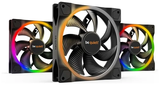 Be Quiet! Cooler 14cm - LIGHT WINGS 140mm PWM Triple-Pack (RGB, 1500rpm, 23,3dB, fekete)