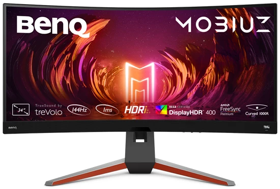 BenQ Monitor 34" - EX3410R (Ívelt, VA, 21:9, 3440x1440, 1ms, 300cd/m2, 2xHDMI, 3xUSB-A, DP, HDR10, 144Hz)