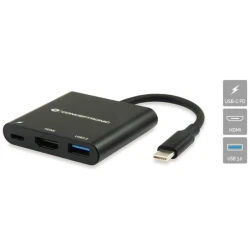 Conceptronic Notebook Dokkoló - DONN01B (USB-C to HDMI+USB-C PD:60W+USB-A 3.0, fekete)