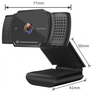 Conceptronic Webkamera - AMDIS02B (2592x1944 képpont, Auto-fókusz, 30 FPS, USB 2.0, univerzális csipesz, mikrofon)