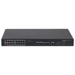 Dahua switch PoE mendzselhető - PFS4218-16ET-240 (16x 100Mbps PoE/PoE+; 2x gigabit/SFP combo uplink; 240W)