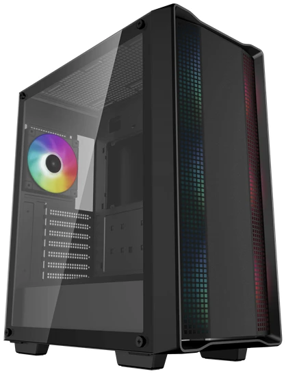 DeepCool Számítógépház - CC560 A-RGB V2 (fekete, ablakos, 4x12cm venti, Mini-ITX / Micro-ATX / ATX, 1xUSB3.0, 1xUSB2.0)