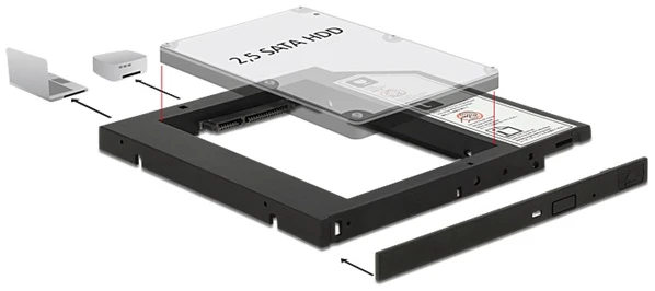 Delock Beépítő Keret - 62669 (SATA 5.25" -> 1 x 2.5" SATA HDD-hez, vékony kialakítású, legfeljebb 9,5 mm) 1 Delock Beépítő Keret - 62669 (SATA 5.25" -> 1 x 2.5" SATA HDD-hez, vékony kialakítású, legfeljebb 9,5 mm)