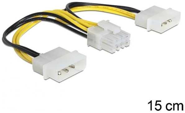 Delock Kábel - 83410 (1 x 8 pines EPS  -> 2 x 4 pines molex, 15cm)