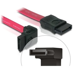 Delock Kábel - 84249 (SATA II, felfele elvezethető/egyenes csatlakozó (fémlappal), Max.: 3Gbps, piros, 50cm)