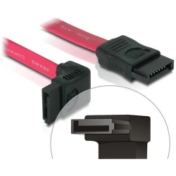 Delock Kábel - 84249 (SATA II, felfele elvezethető/egyenes csatlakozó (fémlappal), Max.: 3Gbps, piros, 50cm)