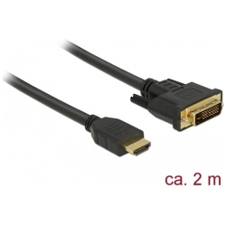 Delock Átalakító Kábel - 85654 (HDMI - DVI (24+1), apa/apa, kétírányú, 2m)