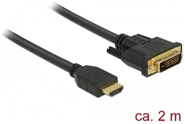 Delock Átalakító Kábel - 85654 (HDMI - DVI (24+1), apa/apa, kétírányú, 2m) 1 Delock Átalakító Kábel - 85654 (HDMI - DVI (24+1), apa/apa, kétírányú, 2m)