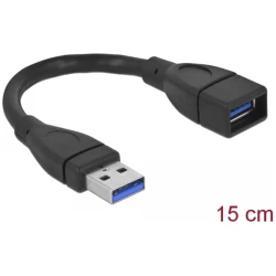 Delock Kábel - 82776 (USB-A 3.0 -> USB-A 3.0 hosszabitó kábel, apa/anya, 0,15m)