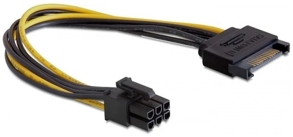 Delock Kábel - 82924 (SATA 15 pin -> 6 pin PCI Express)