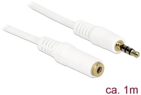 Delock Kábel - 84480 (3,5 mm Jack Hosszabbító kábel, apa/anya, iPhone 4 pin, fehér, 1m) 1 Delock Kábel - 84480 (3,5 mm Jack Hosszabbító kábel, apa/anya, iPhone 4 pin, fehér, 1m)