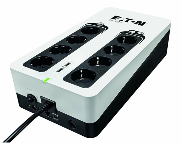 EATON szünetmentes 700VA - 3S700D (8 Schuko kimenet, Standby, USB, vonal védelem, szoftver) 1 EATON szünetmentes 700VA - 3S700D (8 Schuko kimenet, Standby, USB, vonal védelem, szoftver)