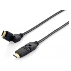 Equip Kábel - 119362 (HDMI2.0 kábel apa/apa, 4K/60Hz, aranyozott, forgatható csatlakozók, fekete, 2m)