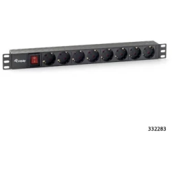Equip Hálózati Elosztó - 333283 (Schuko, 8 Schuko, Rack 1U, 1,8m kábel, fekete)