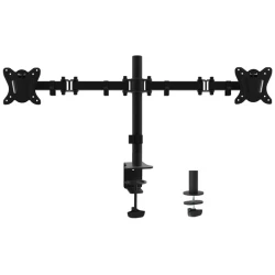 Equip Monitor Asztali konzol - 650152 (13"-27", 2 monitor, dönthető, forgatható, állítható magasság, Max.:2x9kg, fekete)