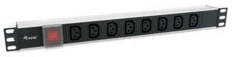 Equip Hálózati Elosztó - 333310 (IEC 320 C14, 8x IEC13, Rack 1U, 1,8m kábel, aluminium, fekete)