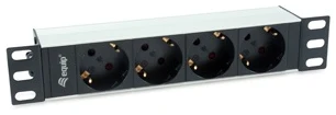 Equip Hálózati Elosztó - 333311 (Schuko, 4x Schuko, Rack 1U, 1,8m kábel, aluminium, fekete)