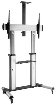 Equip TV állvány - 650605 (60"-100" álló, dönthető, állítható magasság, gurulós, Max.:100kg, fekete/ezüst) 1 Equip TV állvány - 650605 (60"-100" álló, dönthető, állítható magasság, gurulós, Max.:100kg, fekete/ezüst)