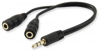 Equip kábel - 147941 (Audio elosztó, 3,5mm Jack, 2x bemenet, 1x kimenet, fekete, 13cm)