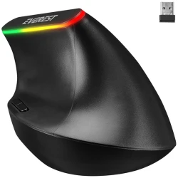Everest Vezeték nélküli Egér - SMW-618 Ergonomic Vertical (1600 DPI, 6 gomb, optikai, fekete, RGB LED)