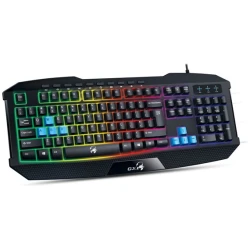 Genius Billentyűzet - Scorpion K215 (Vezetékes, USB, RGB, multimédiás, fekete)