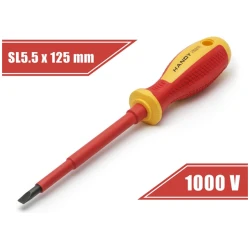 Handy Csavarhúzó - 10563 (lapos, 5,5, 125mm, 1000V-ig szigetelt, mágneses fej)