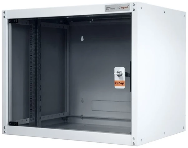 Legrand Rackszekrény - 19" fali kivitel (7U, 405x600x450, szürke,egyrekeszes, üvegajtós, készre szerelt, max.65 kg)