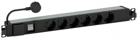 Legrand elosztó - (PDU), 19", 1U, túlfeszültség-védelemmel, 6 aljzat, gyermekvédett, 3 méter 1 Legrand elosztó - (PDU), 19", 1U, túlfeszültség-védelemmel, 6 aljzat, gyermekvédett, 3 méter