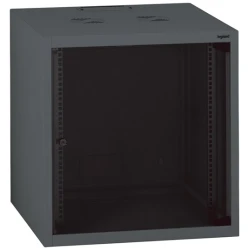 Legrand Rackszekrény - 19" fali kivitel (6U, 362x600x450, antracit, egyrekeszes, üvegajtós, készre szerelt, max.18 kg)