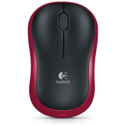 Logitech Egér - M185 (Vezeték nélküli, Optikai, Notebook, 1000 DPI, vörös)