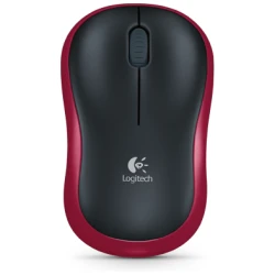 Logitech Egér - M185 (Vezeték nélküli, Optikai, Notebook, 1000 DPI, vörös)