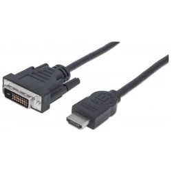 Manhattan Kábel - HDMI to DVI ( 1,8m; HDMI 19 pin - DVI-D Dual Link, Fekete)