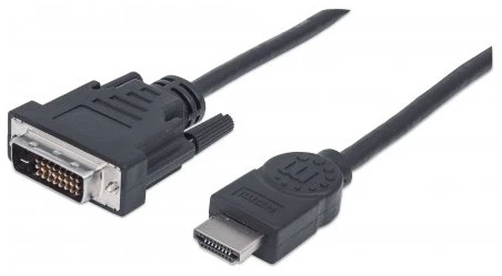 Manhattan Kábel - HDMI to DVI ( 1,8m; HDMI 19 pin - DVI-D Dual Link, Fekete)