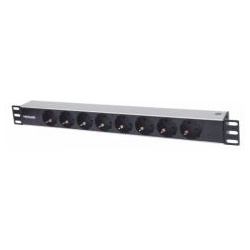Manhattan elosztó - 19" 1U Rackmount elosztó, 8 aljzat, LED fény, 1.6m