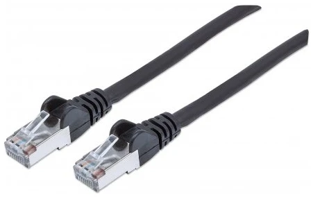Manhattan Kábel - S/FTP Patch (RJ45 to RJ45, Cat7 kábel Cat6A moduláris csatlakozóval, 0.5m, fekete, réz)