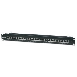 Manhattan Patch panel - CAT6 FTP árnyékolt patch panel, 24 portos, 1U,  Fekete