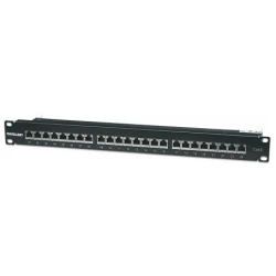Manhattan Patch panel - CAT6 FTP árnyékolt patch panel, 24 portos, 1U, Fekete