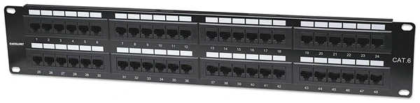 Manhattan Patch panel - CAT6 UTP patch panel, 48 portos, 2U, Fekete