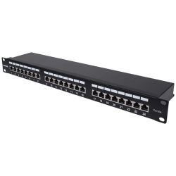 Manhattan Patch panel - CAT6A FTP árnyékolt patch panel, 24 portos, 1U,  Fekete