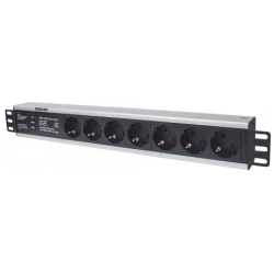 Manhattan elosztó - 19" 1.5U Rackmount elosztó, 7 aljzat, 3m, túlfeszültség védelem, PDU