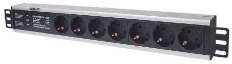 Manhattan elosztó - 19" 1.5U Rackmount elosztó, 7 aljzat, 3m, túlfeszültség védelem, PDU 1 Manhattan elosztó - 19" 1.5U Rackmount elosztó, 7 aljzat, 3m, túlfeszültség védelem, PDU