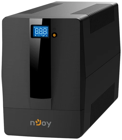 NJOY Szünetmentes 2000VA - Horus Plus 2000 (4 Schuko, line-interaktív, RJ45 védelem, USB, szoftver, LCD kijelző, fekete)