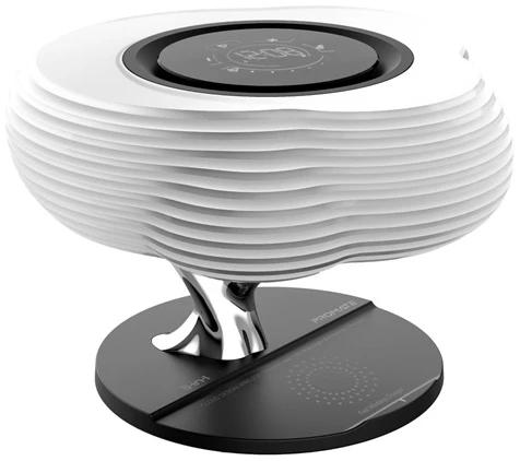 Promate Asztali lámpa, hangszóró - HOMECLOUD (3in1, BT v5.0, 10W, LED éjszakai lámpa, wireless töltő, digitális óra)