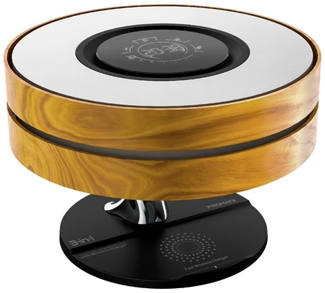 Promate Asztali lámpa, hangszóró - MIRTH (3in1, BT v5.0, 10W, LED lámpa, wireless töltő, digitális óra)