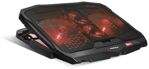 Rampage Notebook Hűtőpad 17"-ig - AD-RC4 RED (fém rács; 2x12,5cm+2x7cm venti, piros)