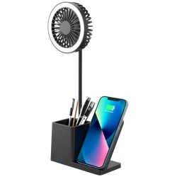 S-Link Asztali Ventilátor - SL-M9055 (Wireless charge 10W, fekete)