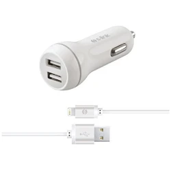 S-Link Autós töltő - SW-C530 (2db USB, 5V/2.1A, 5W, Micro USB, 100cm adat+töltőkábel, fehér)