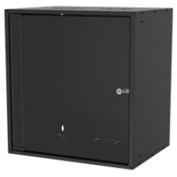 S-Link Rackszekrény - 12U 19" fali kivitel (540x530x400mm, ablakos, Flatpack, Fekete)