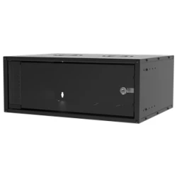 S-Link Rackszekrény - 4U 19" fali kivitel (190x530x400mm, ablakos, Flatpack, Fekete